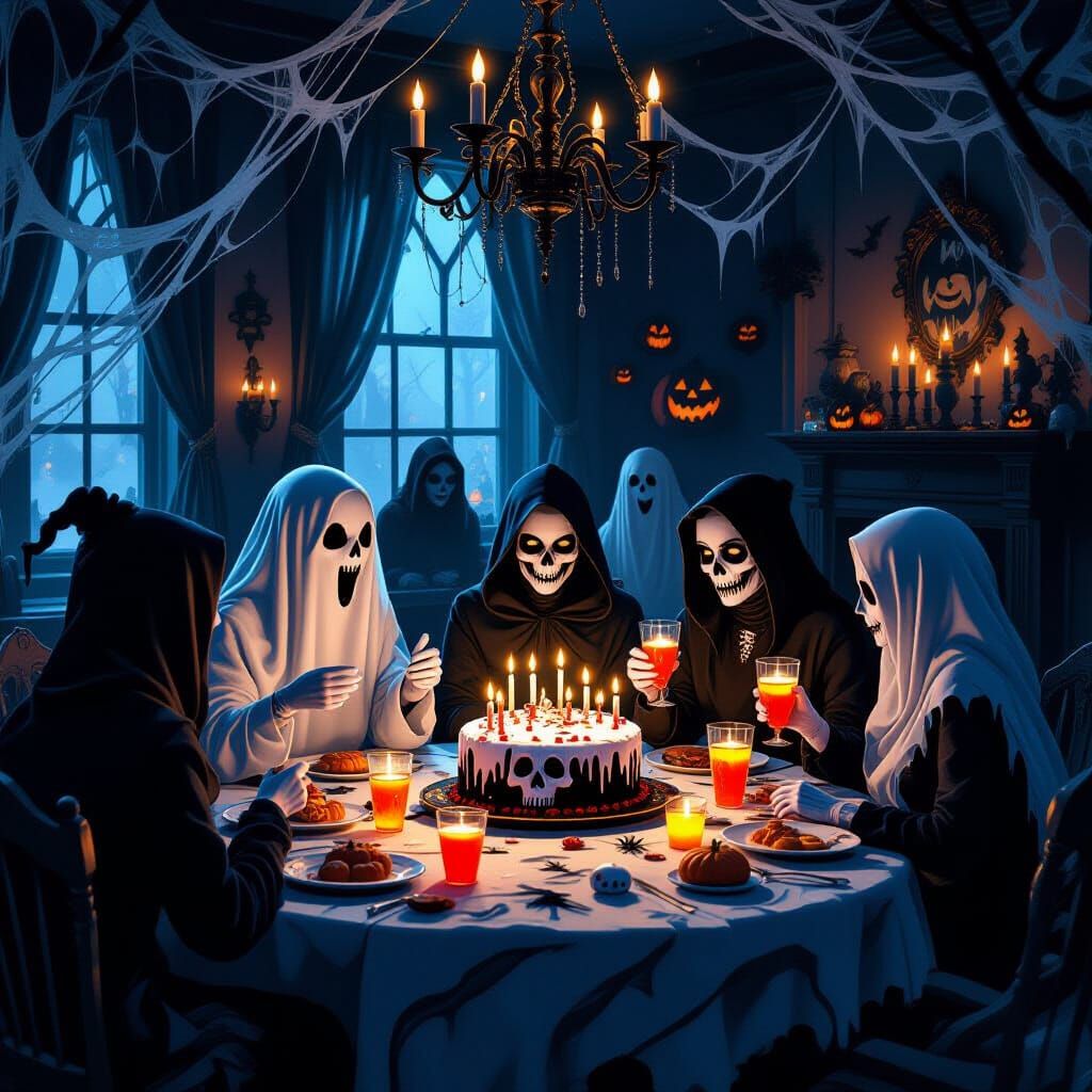 Spooky Birthday Party with Ghost and Zombie Costumes