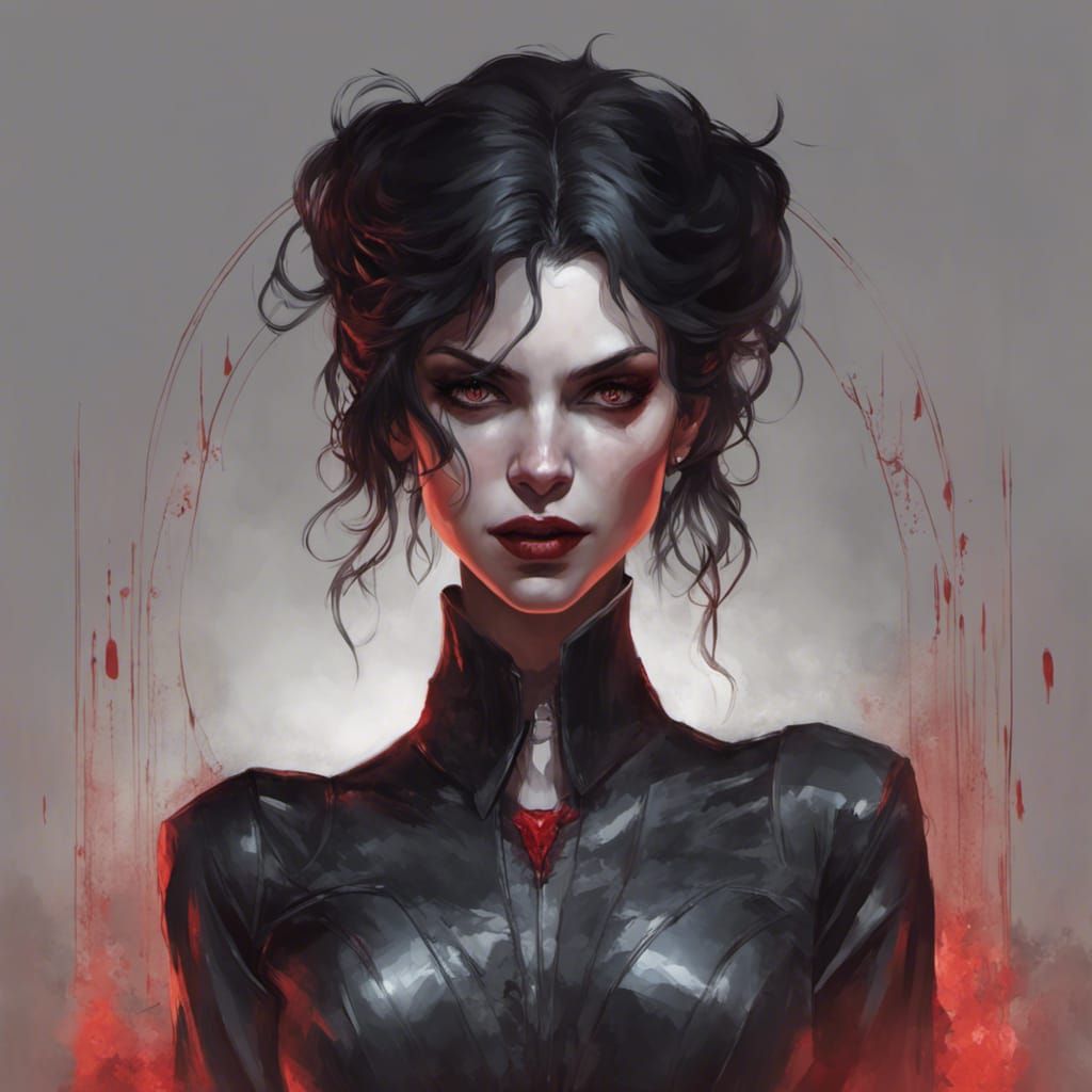 Modern Goth Vampire Portrait in Hyperdetailed Style