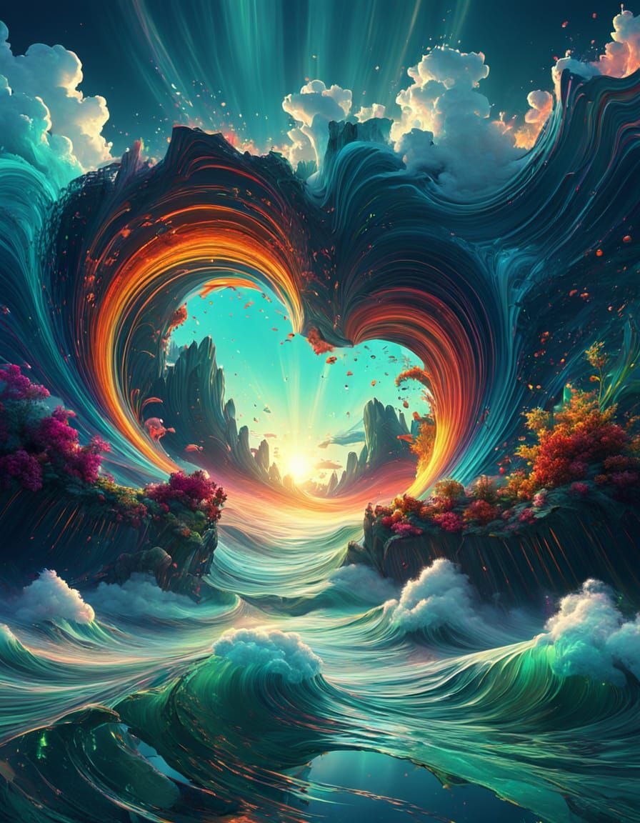 Mesmerizing Non-Euclidean Abstract Scene in Painterly 3D