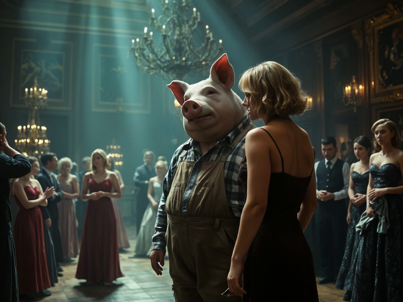 Sinister Pig-Headed Man at Ballroom Party