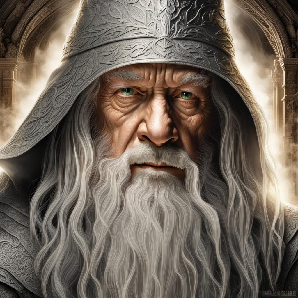Photorealistic Gandalf in Gothic Setting