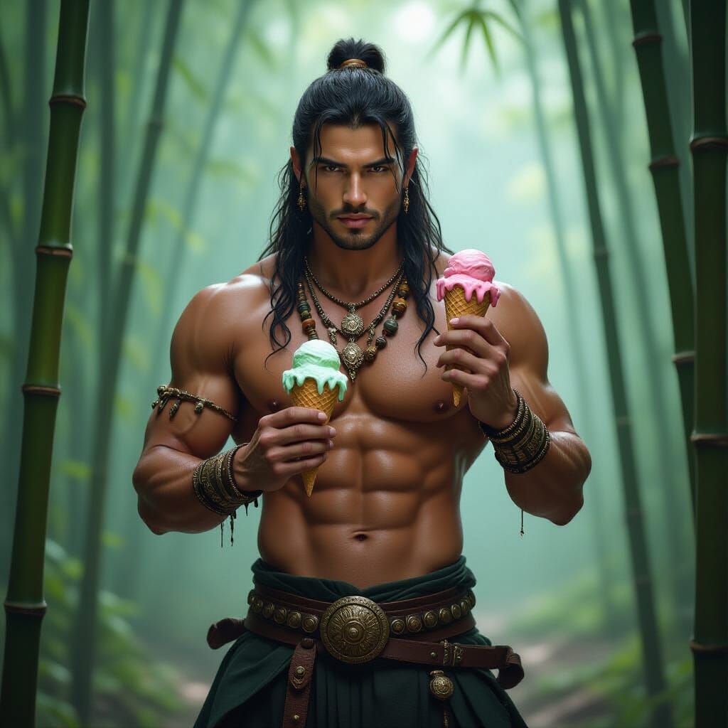 Warrior with Ice Cream in Renaissance Style
