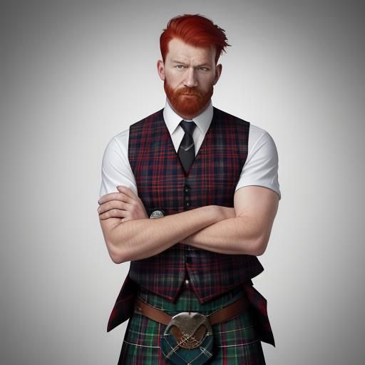 Scottish man dressed in Gordon tartan