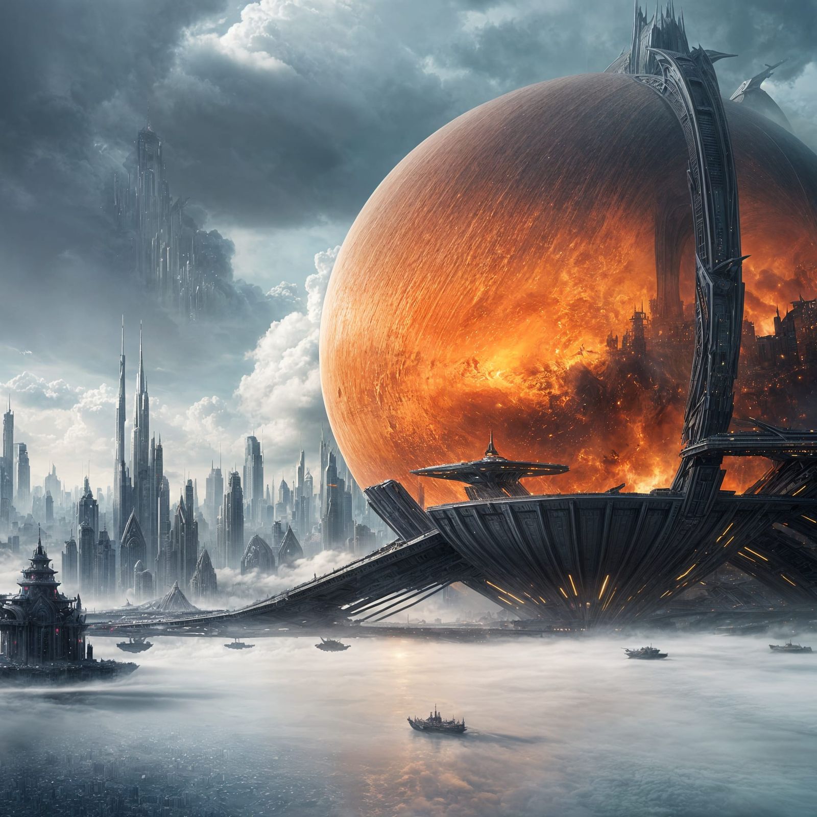 Colossal Futuristic Cityscape Digital Matte Painting