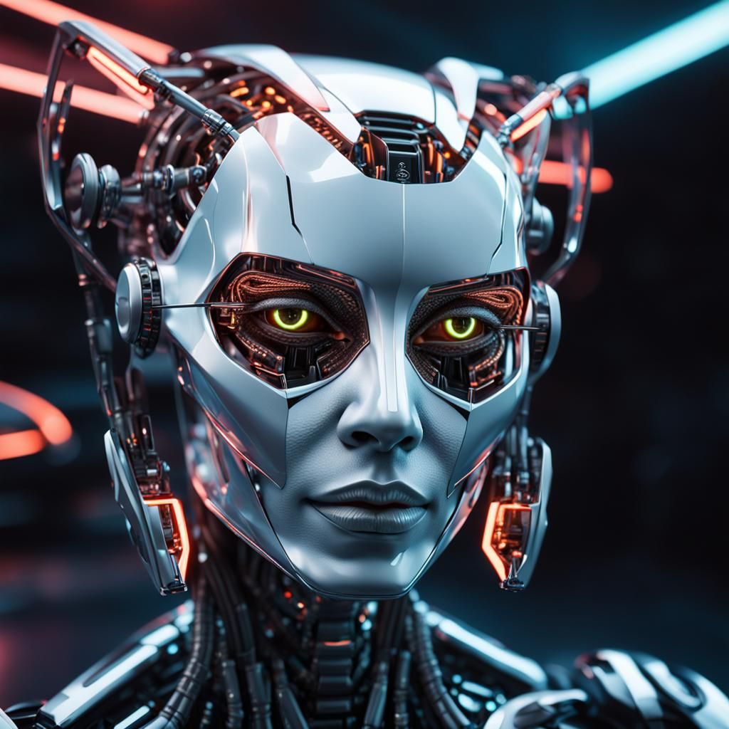 Cyborg in Cyberpunk Scene: Hyper-Realistic Macro Photography