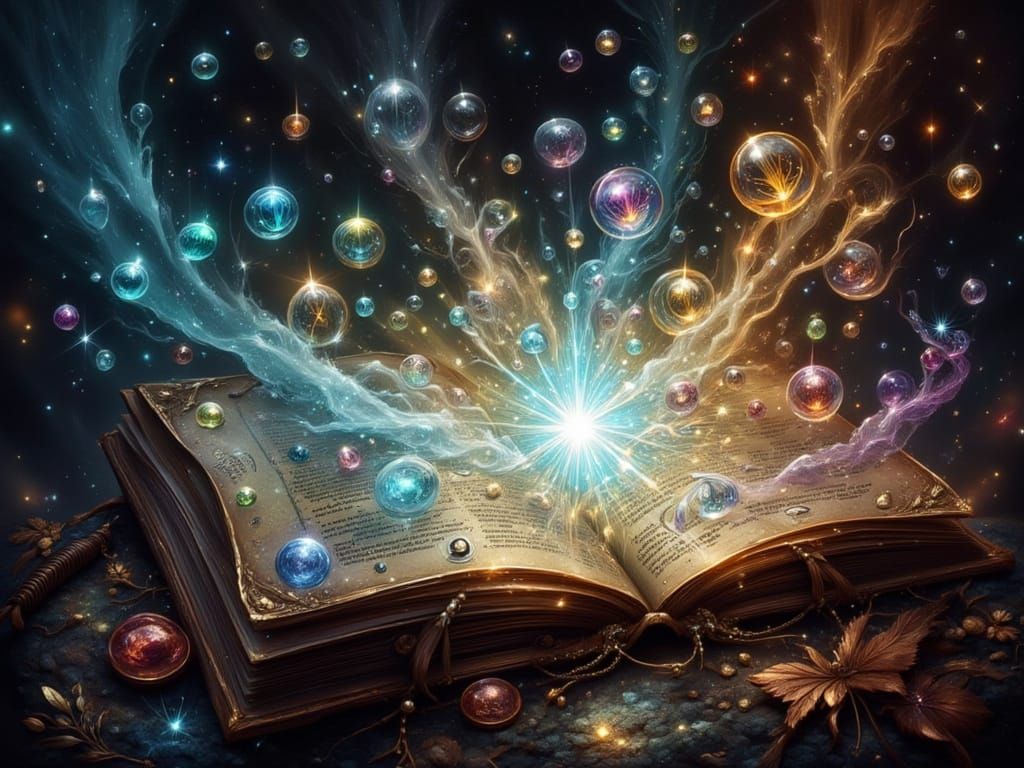 Open Spellbook Releasing Magical Bubbles