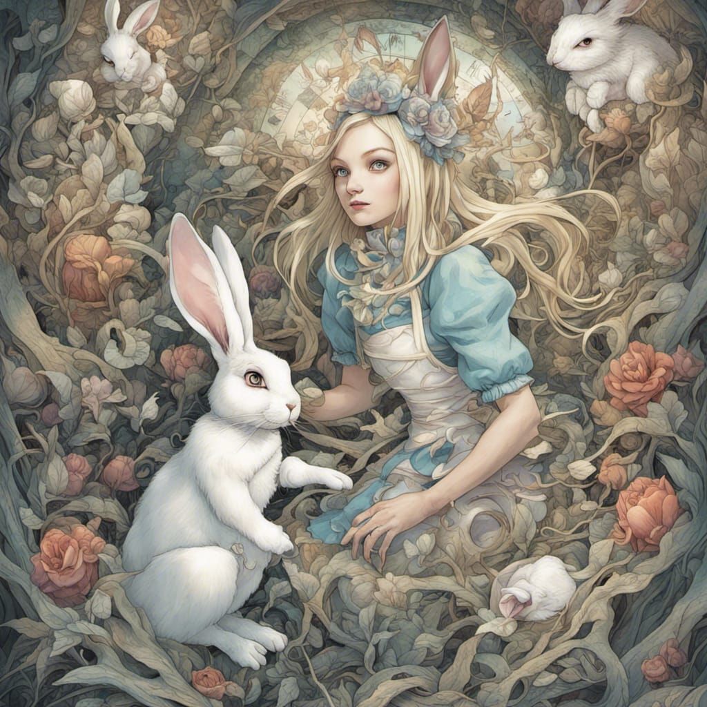 Alice and the White Rabbit: Psychedelic Art