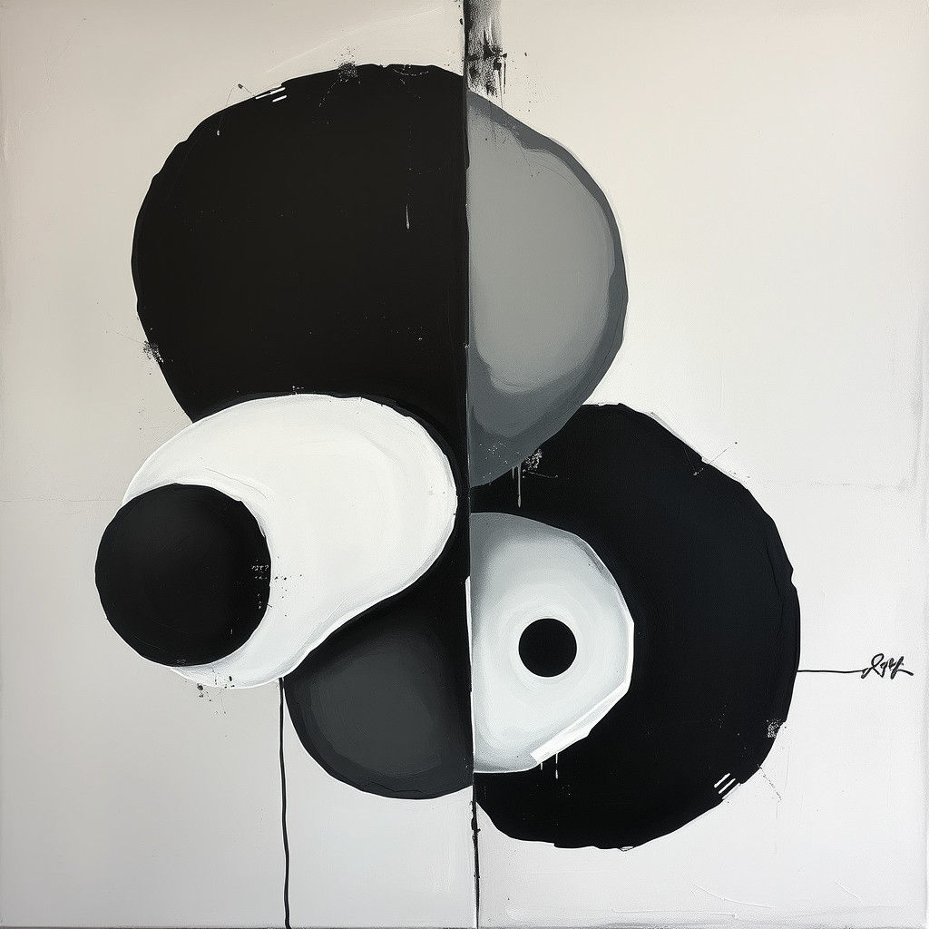 Abstract Organic Geometric Forms in Oil Painting Style