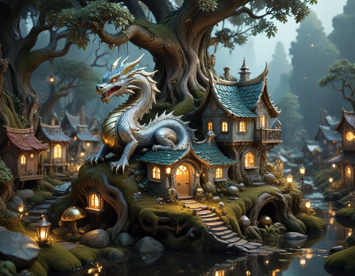 Kintsugi Dragon Guardian of Gnome Village