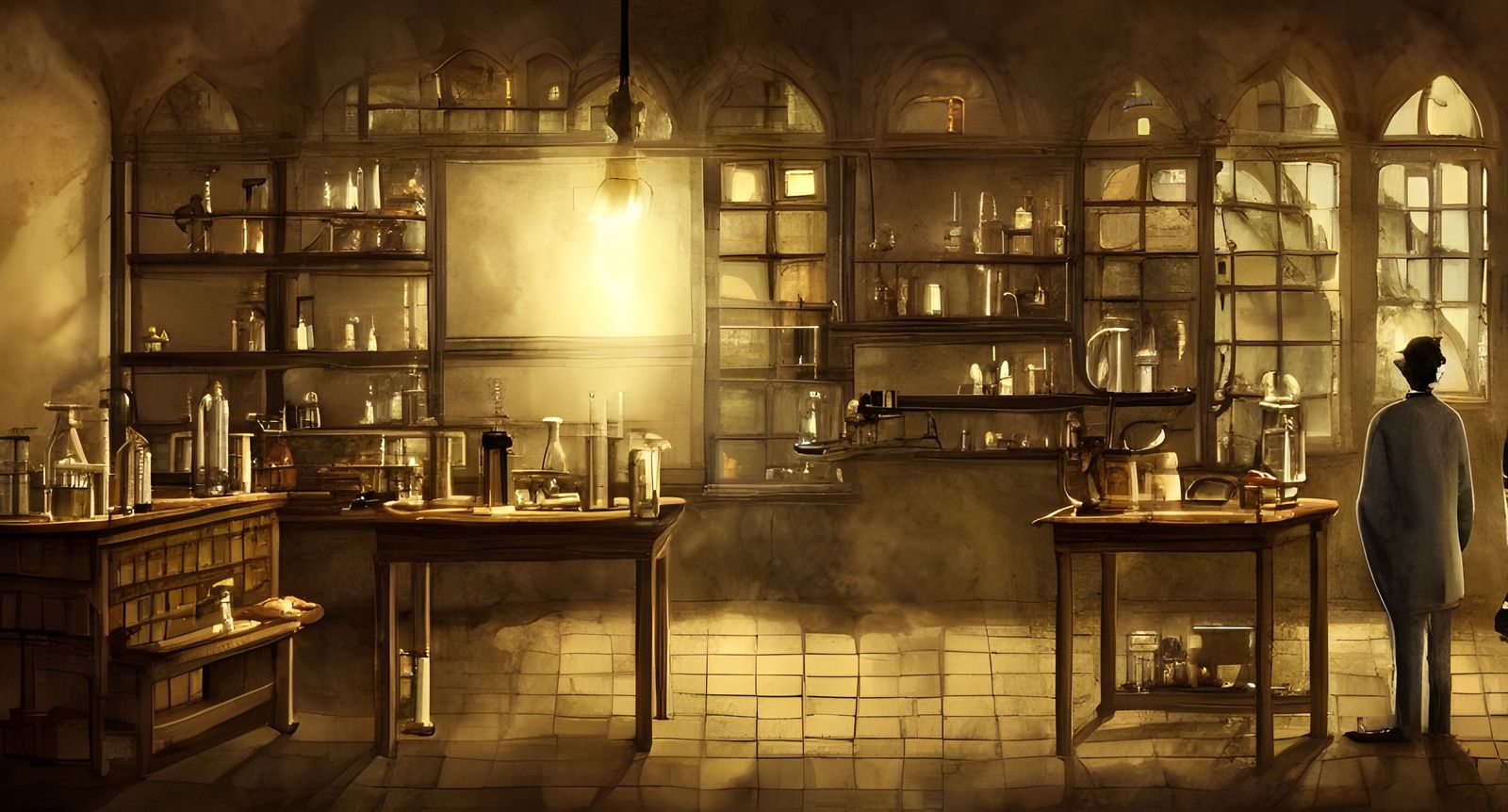 Ethereal Alchemist's Laboratory in Watercolor Style