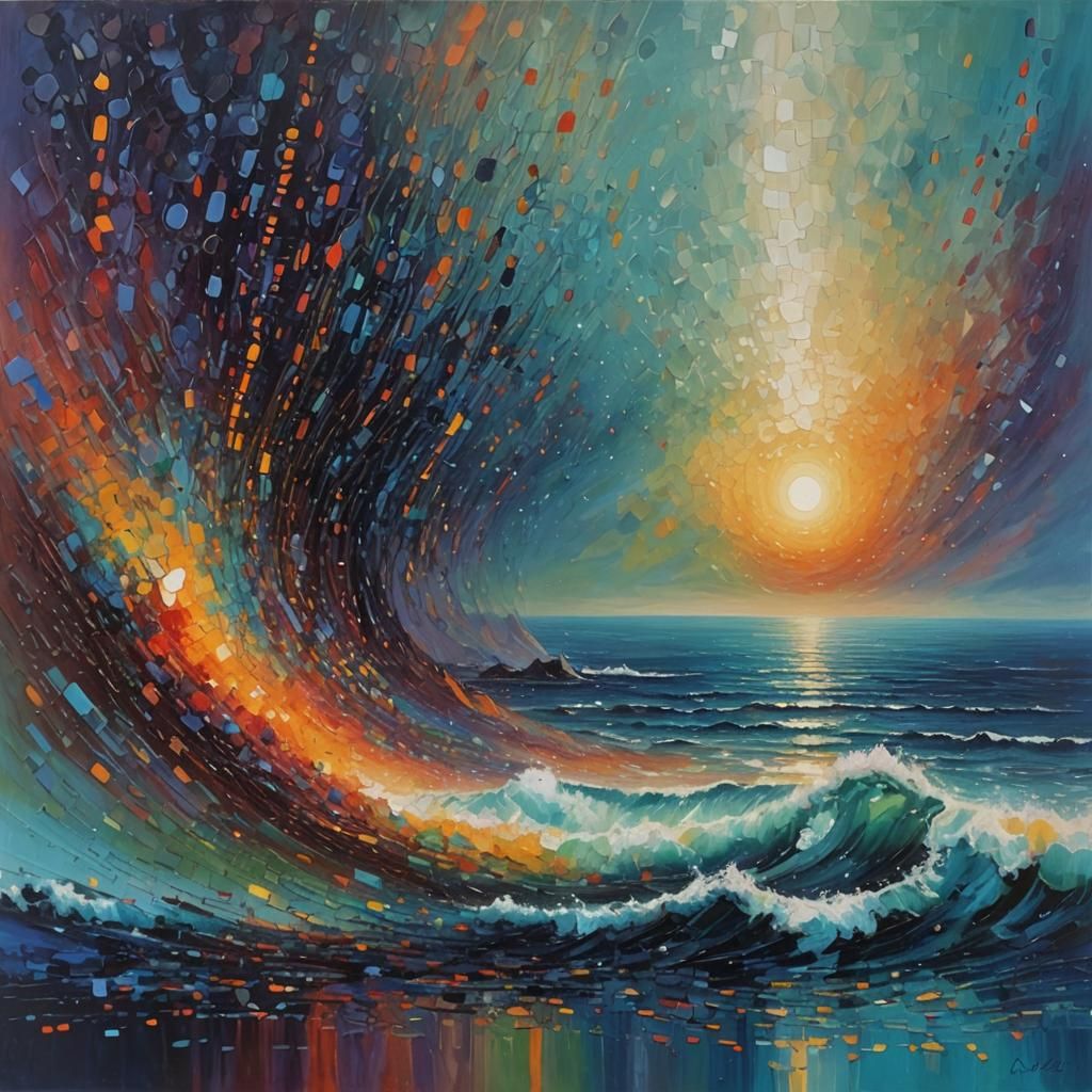 Radiant Binary Code Dream Seascape Abstraction