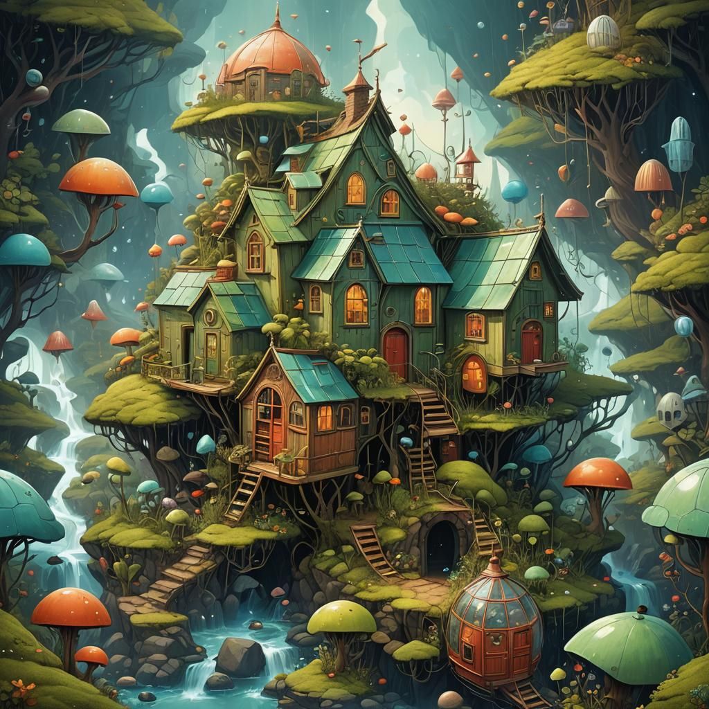 Eccentric Greenhouse in Surrealist Style