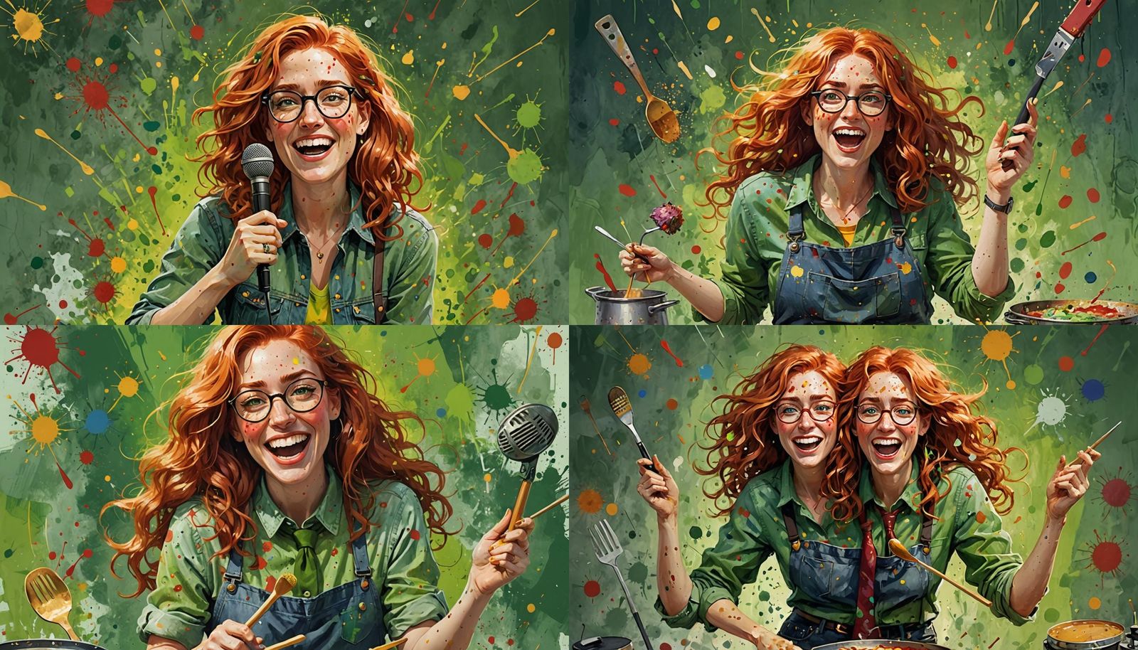 Whimsical Pixar-Style Woman Singing in Kitchen