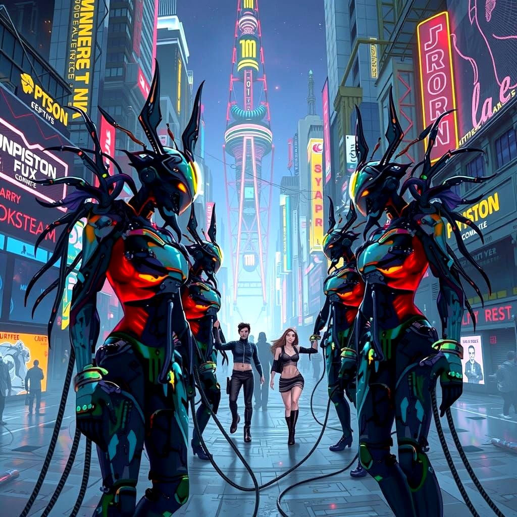 Cybernetic Gods in Neon Digital Realm