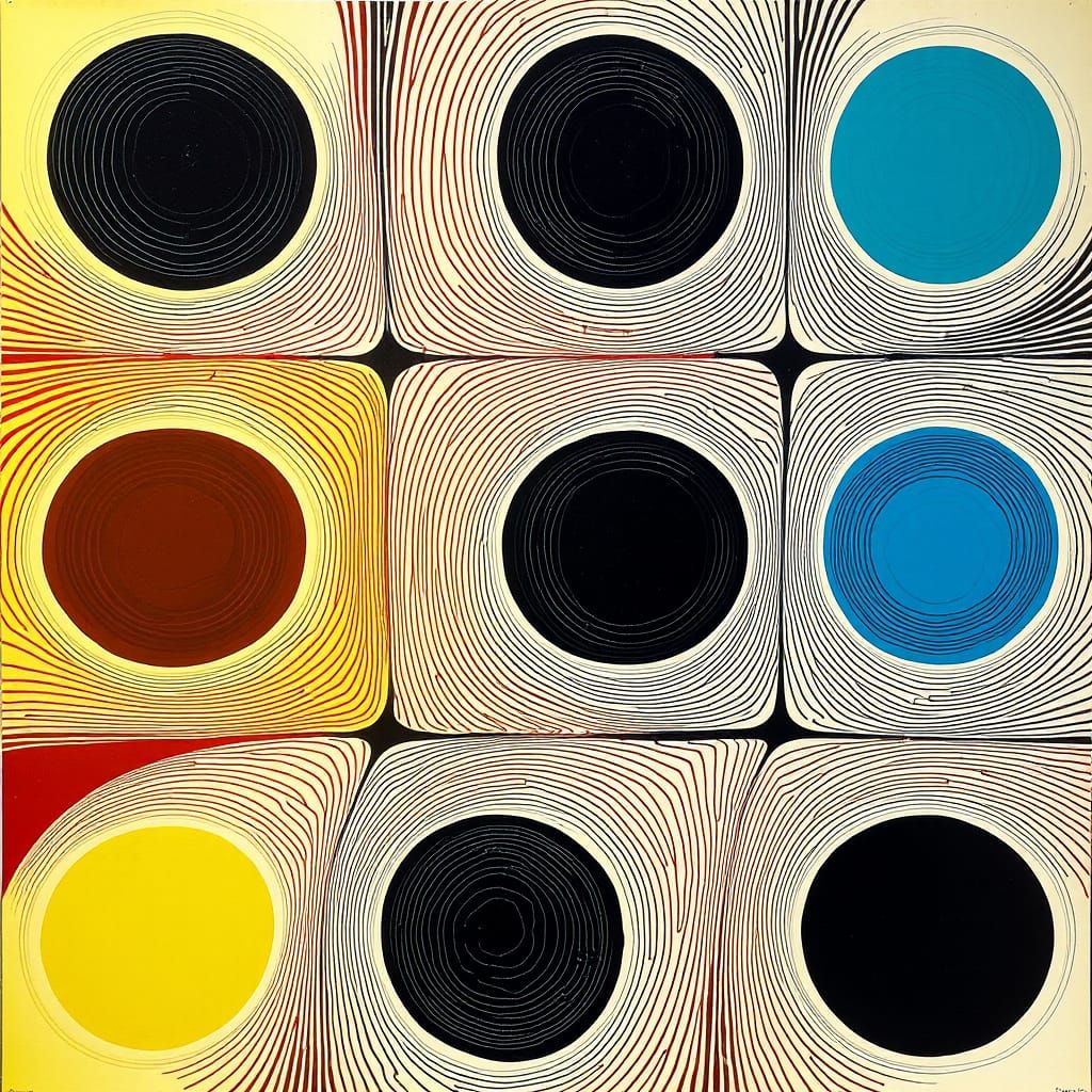 Abstract Geometric Composition in Op Art Style