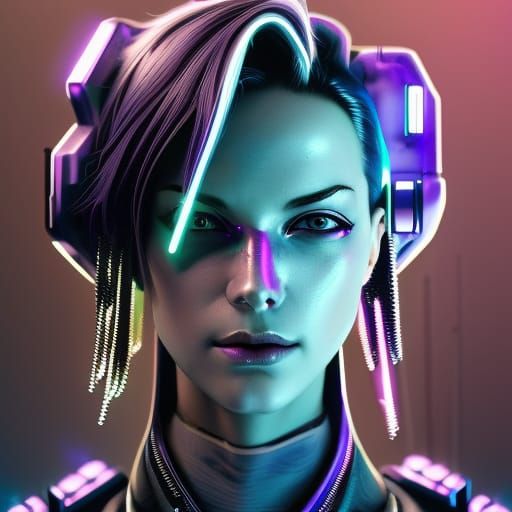 Cyberpunk Femme Fatale Portrait with Neon Lighting