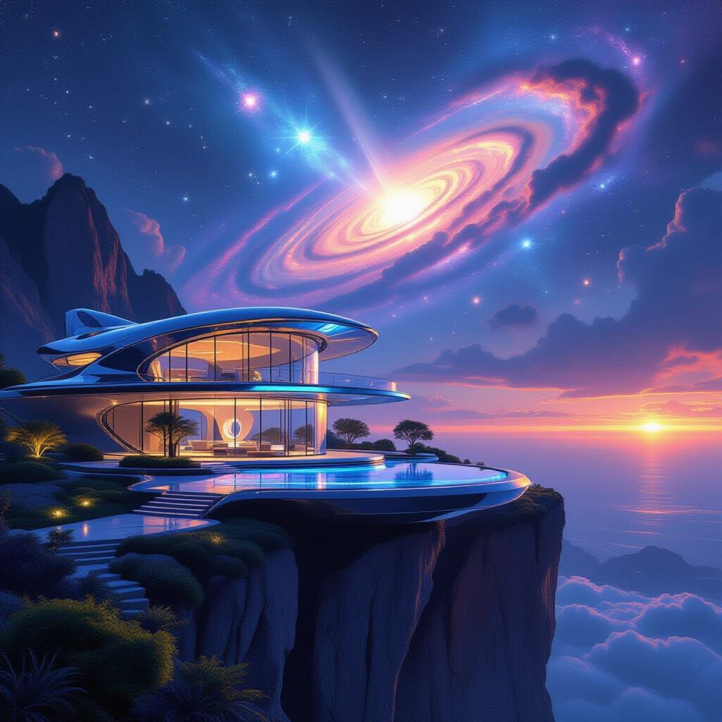 Futuristic Villa Under a Binary Star System