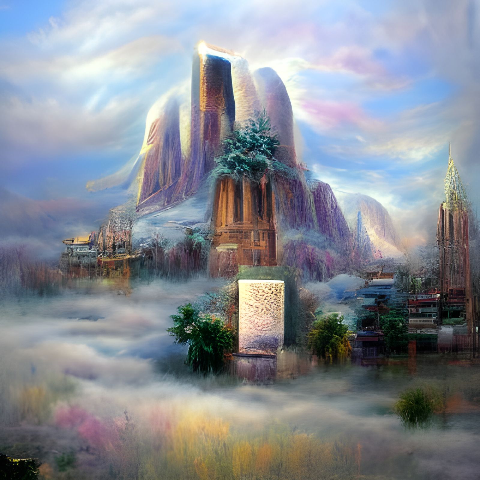 Ethereal Monolith in Desert, Fantasy Landscape