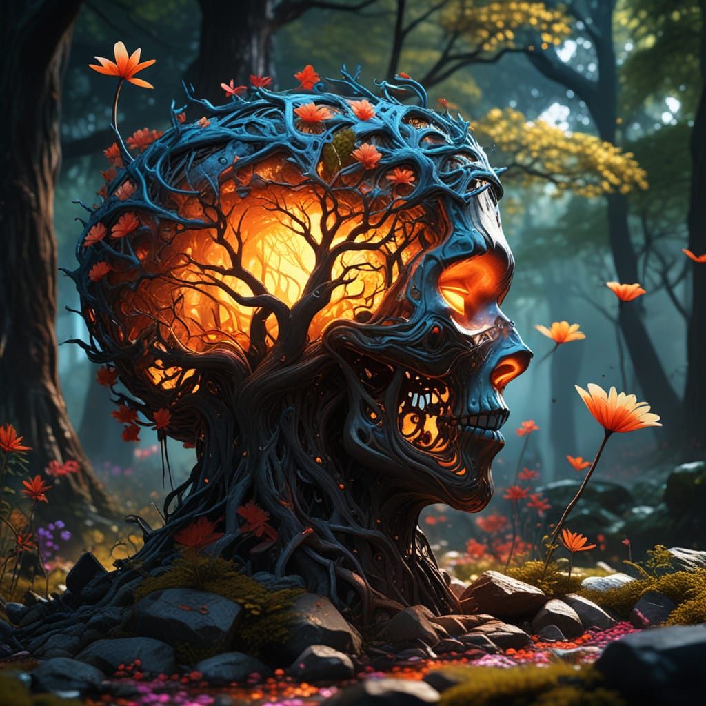 Surreal Pop Art Tree in Vibrant Woods