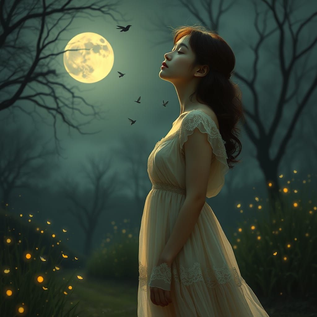 Ethereal Figure Lost in Bittersweet Reverie