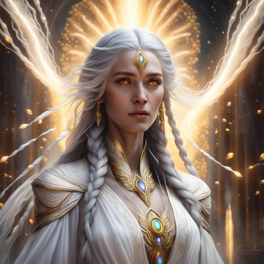 Radiant Aasimar Woman in Fantasy Concept Art
