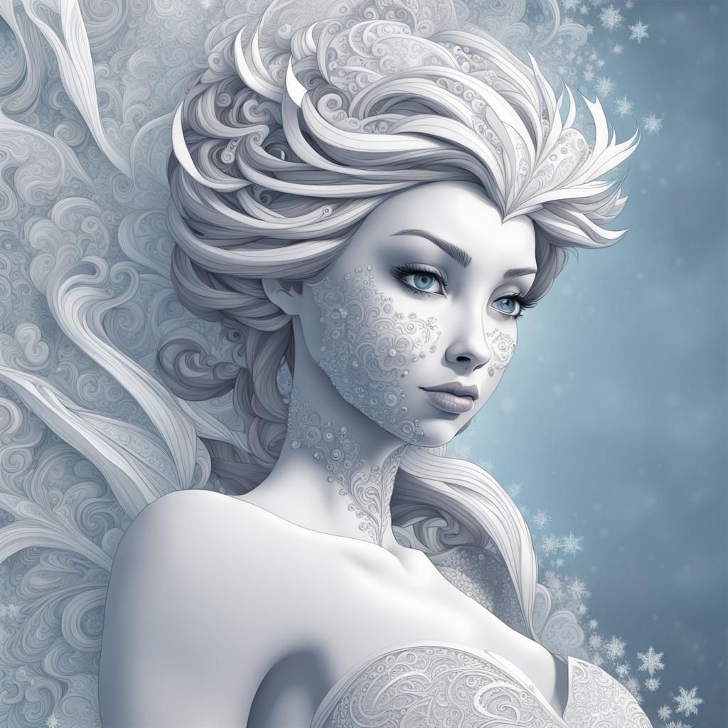 Elsa in Snow: Abstract Vector Fractal Art