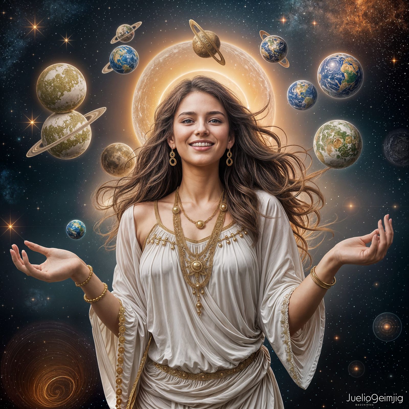Cosmic Goddess in Celestial Dance