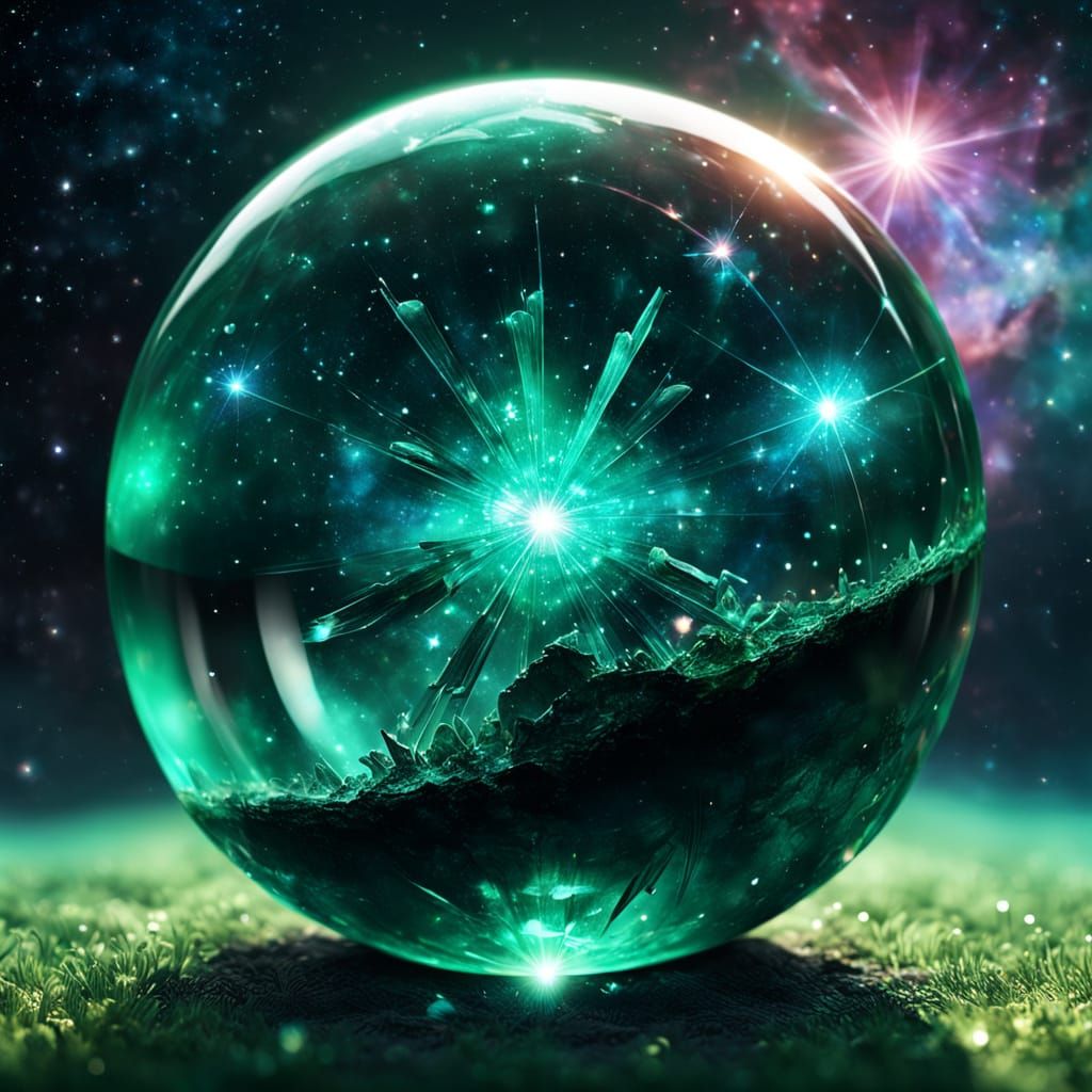 Surreal Emerald Orb Radiates Celestial Light