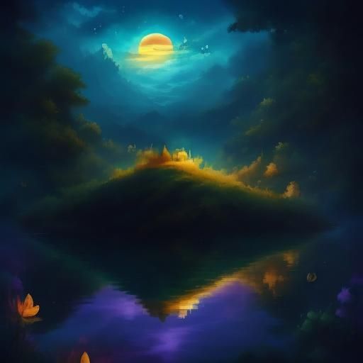 Enchanting Sunset Lake Scene in Anime Style