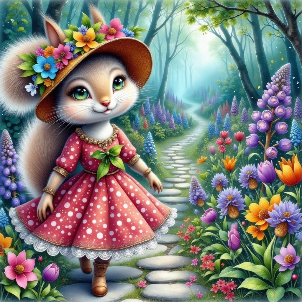 Whimsical Squirrel in Enchanted Forest