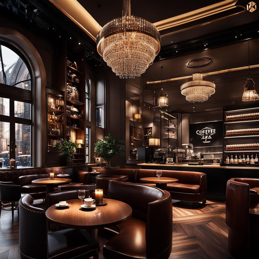 Modern Jazz Cafe Ambience with Coffee and Couches