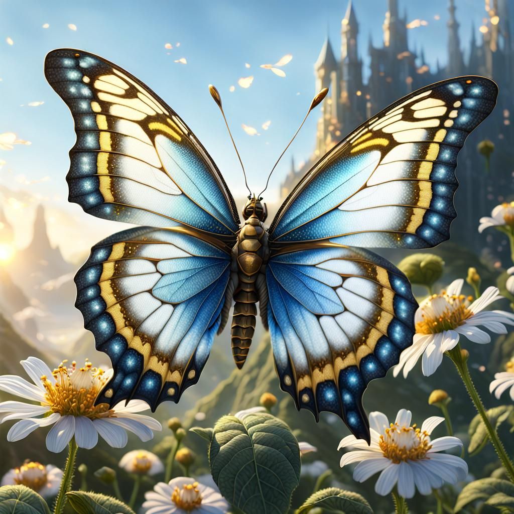 Armored Butterfly Perched on Delicate Flower