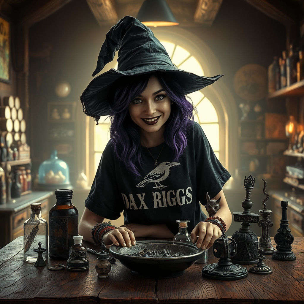 Mystical Apothecary Shop with Endearing Witch