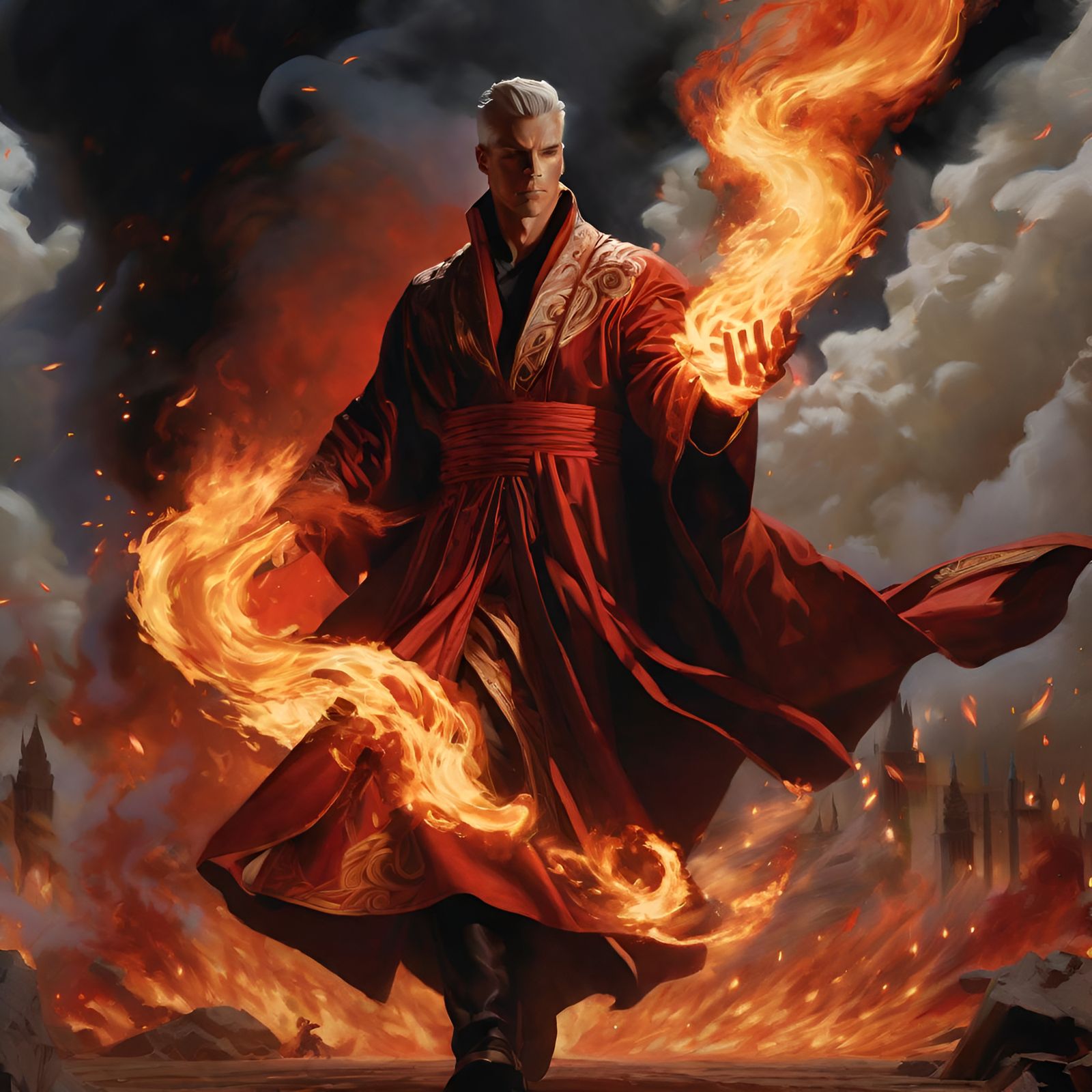 Sinister Mage Emerges from Explosions