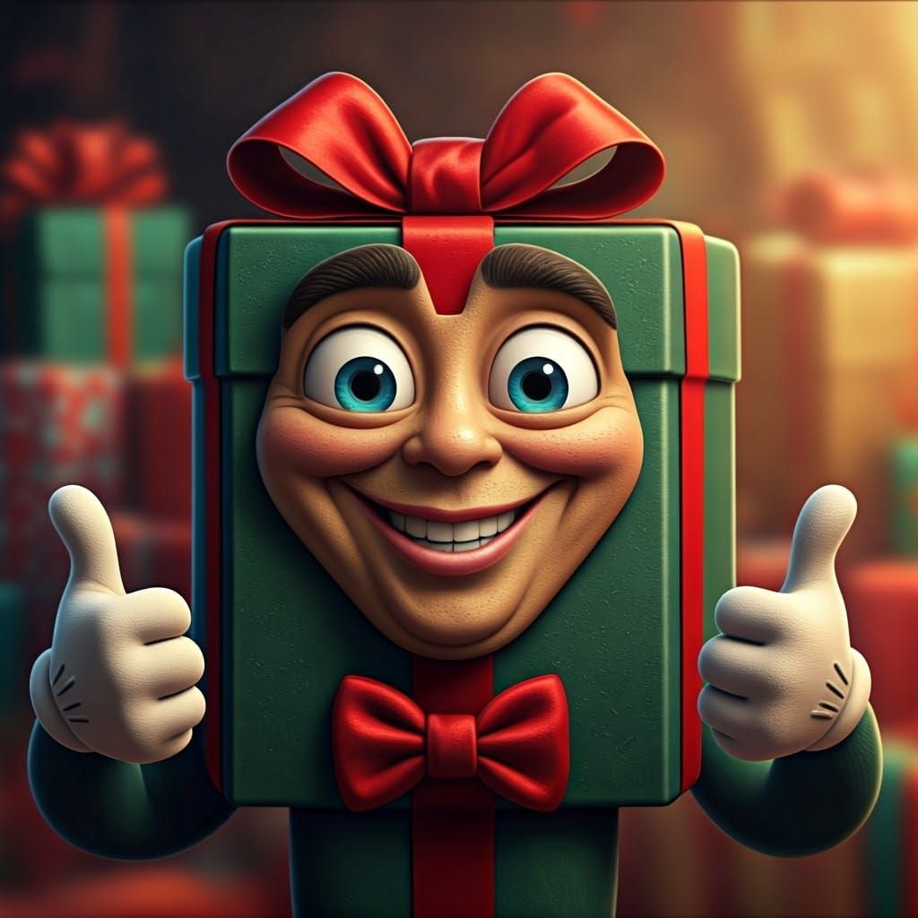 Cheerful Gift Giver with Bold, Vibrant Style