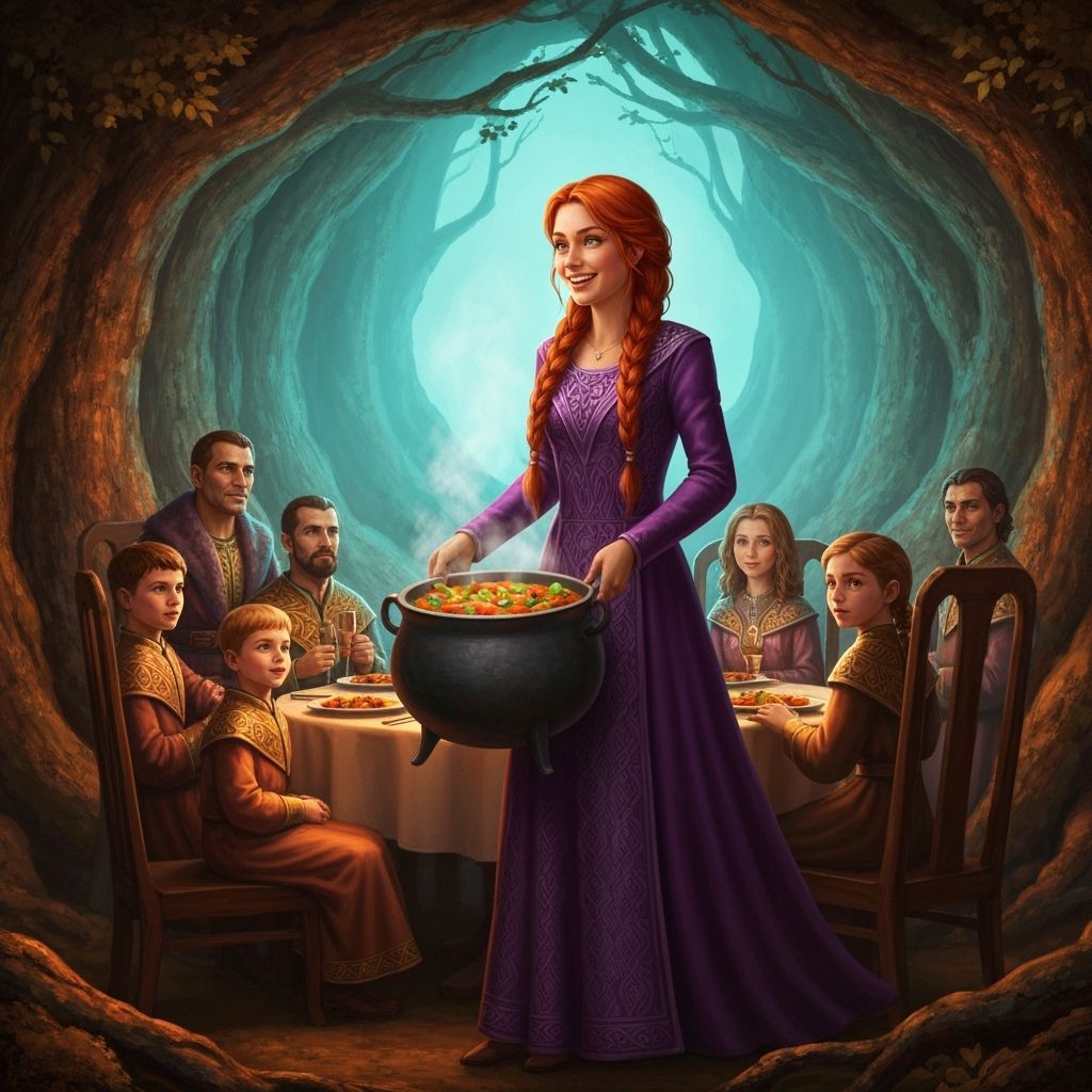 Redhead Witch Serves Soup in Giant Tree Home