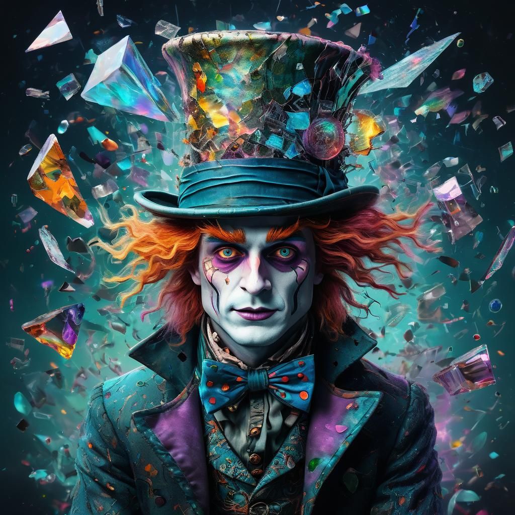 Shattered Glass Mad Hatter: Holographic Astral Illustration