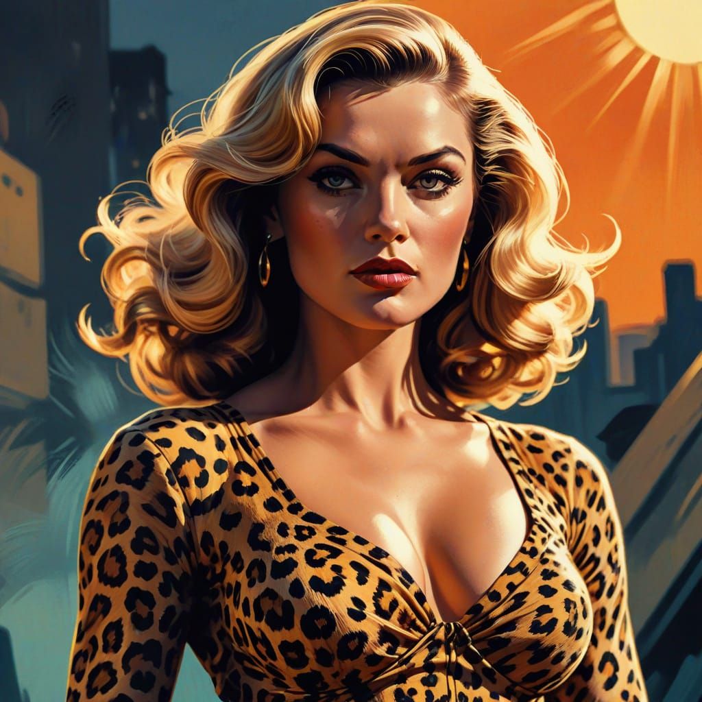 Irish McCalla as Sheena in Pulp Comic Style