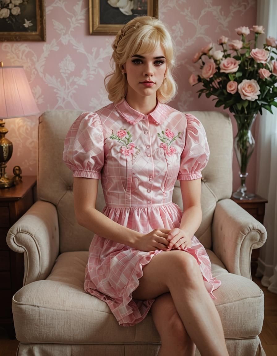 Boy Crossdressing in Pink Babydoll Dress