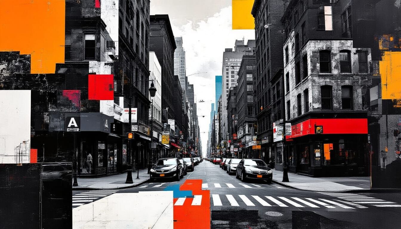 Surreal Urban Collage: Abstract Cubist Street Scenes