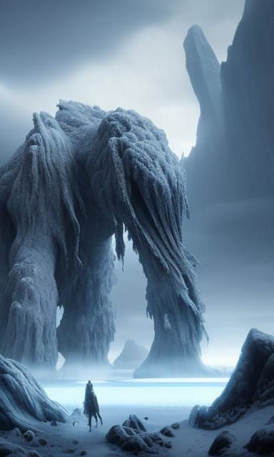 Epic Ice Giant in Digital Matte Painting