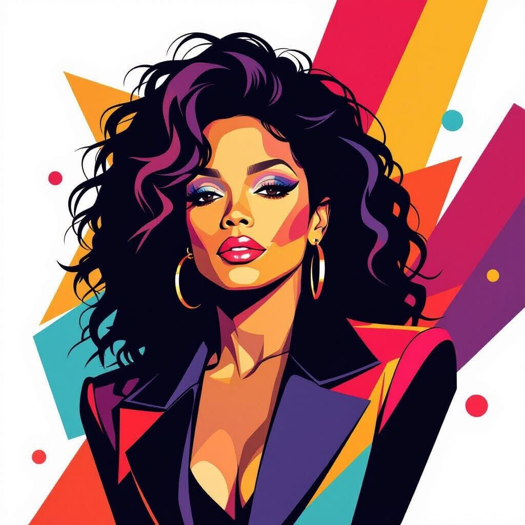 WPAP Portrait of Janet Jackson in Rhythm Nation Style