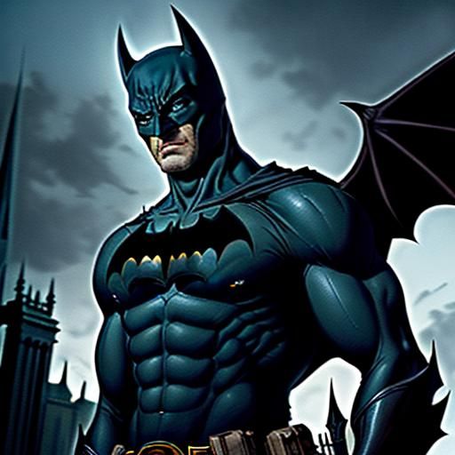 Gargoyles stare, with stoic grace,
As Batman glides, in this haunted space.