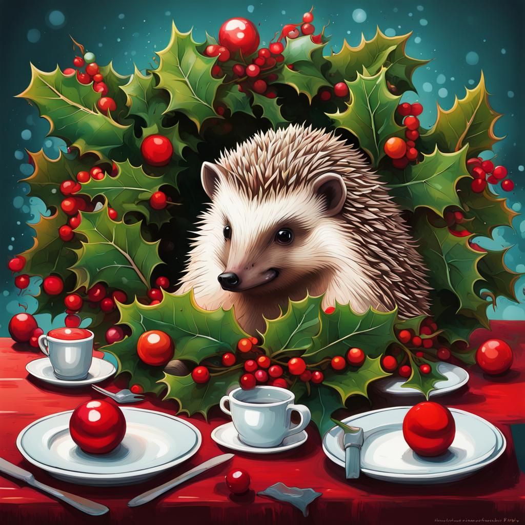 Hedgehog Hides in Holly, Graffiti Art Style