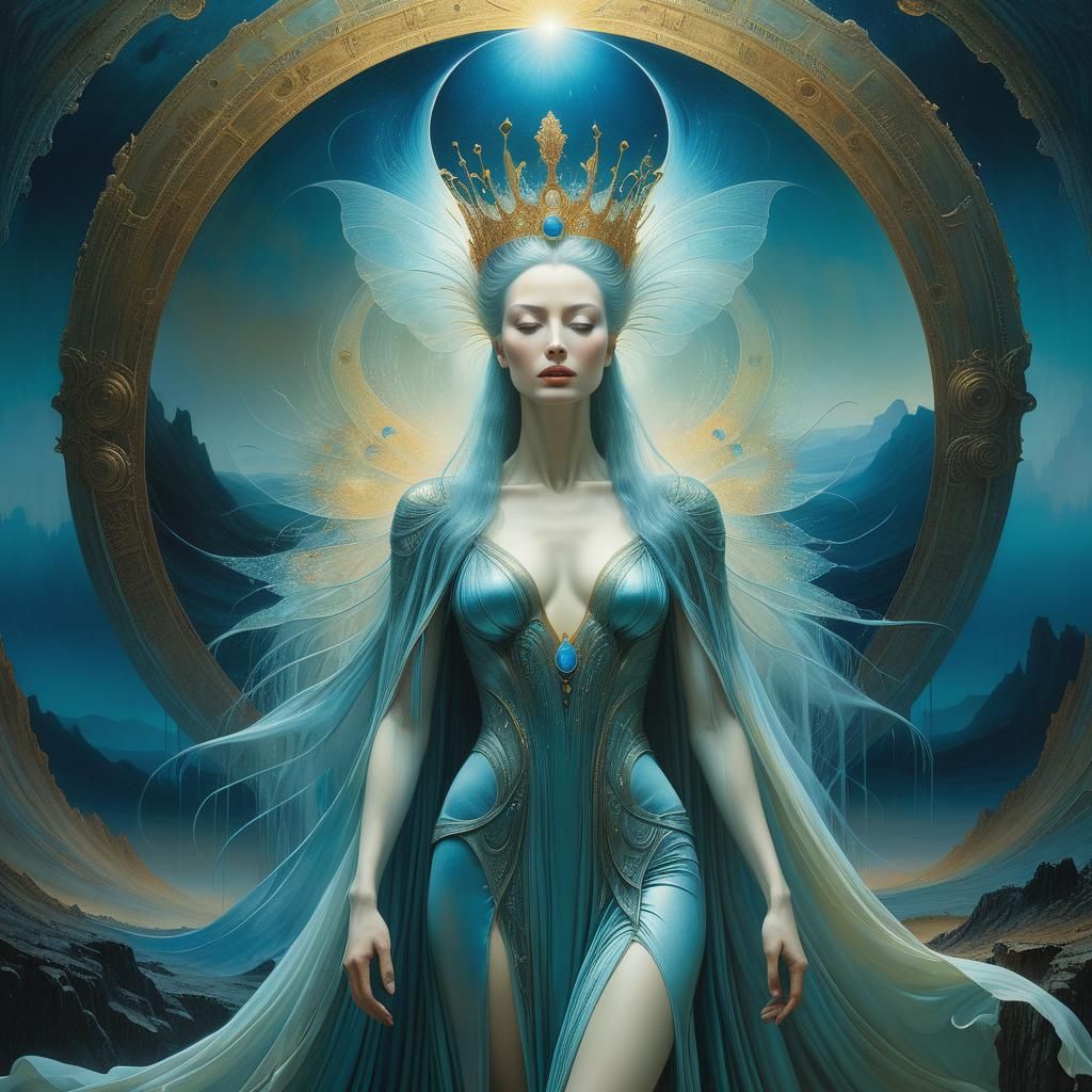 Queen of Light: Surrealist Portrait in Nacreous Lighting