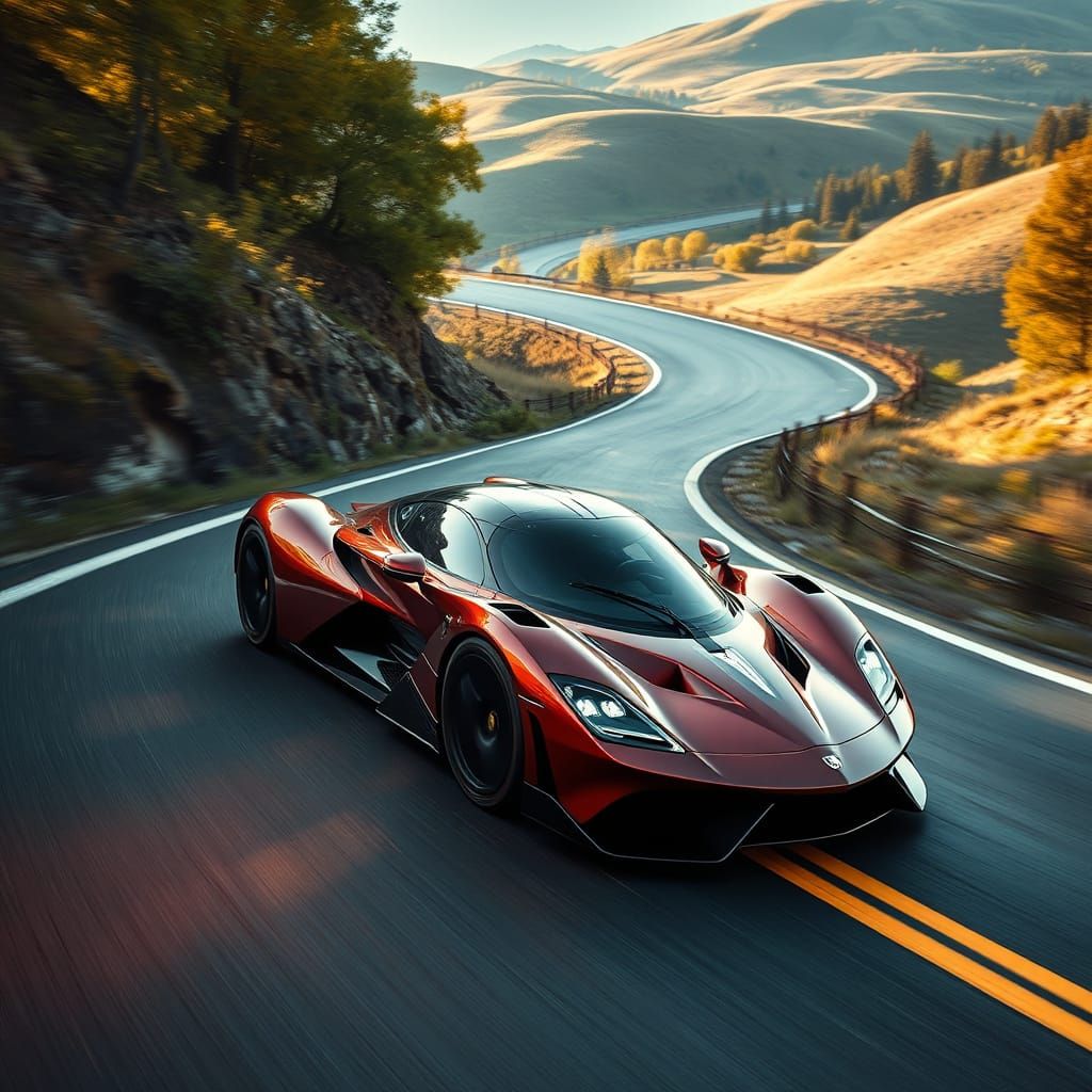 Futuristic Sports Car in Motion