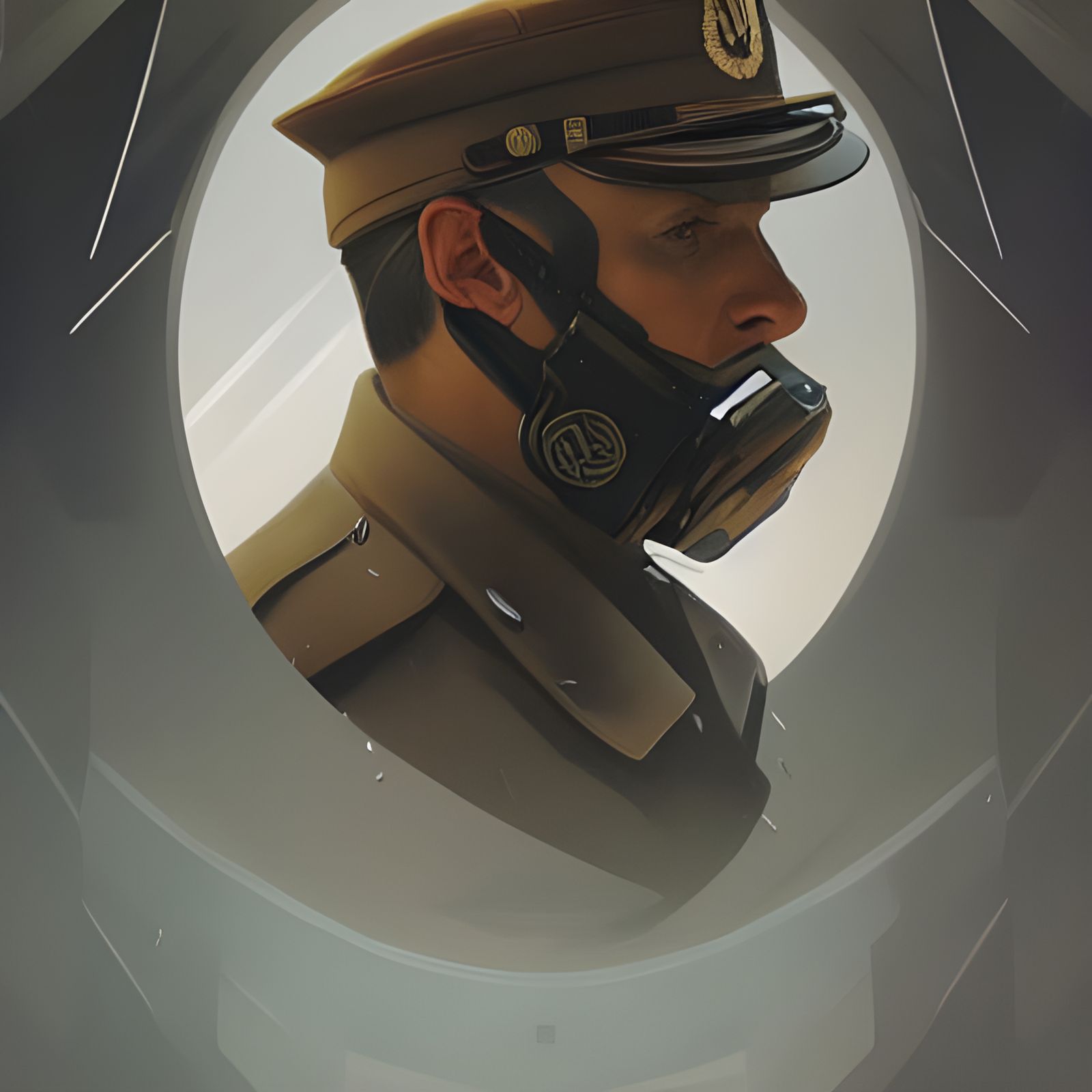 Third Reich Officer Portrait in Art Nouveau Style