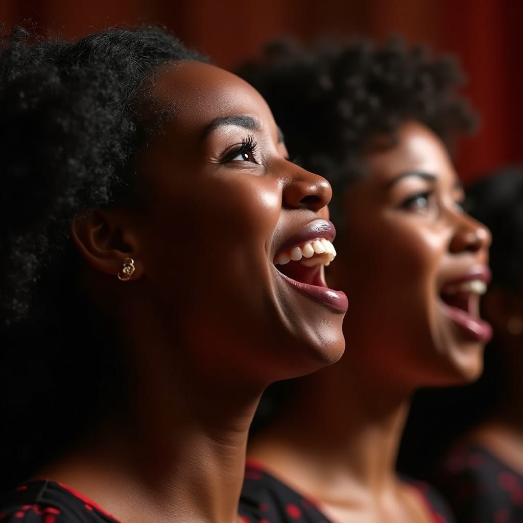 Vibrant Female Choir Singing Soulfully Up Close