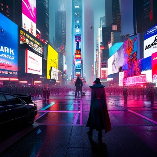 Mage Conjures Storm in Times Square: Cyberpunk