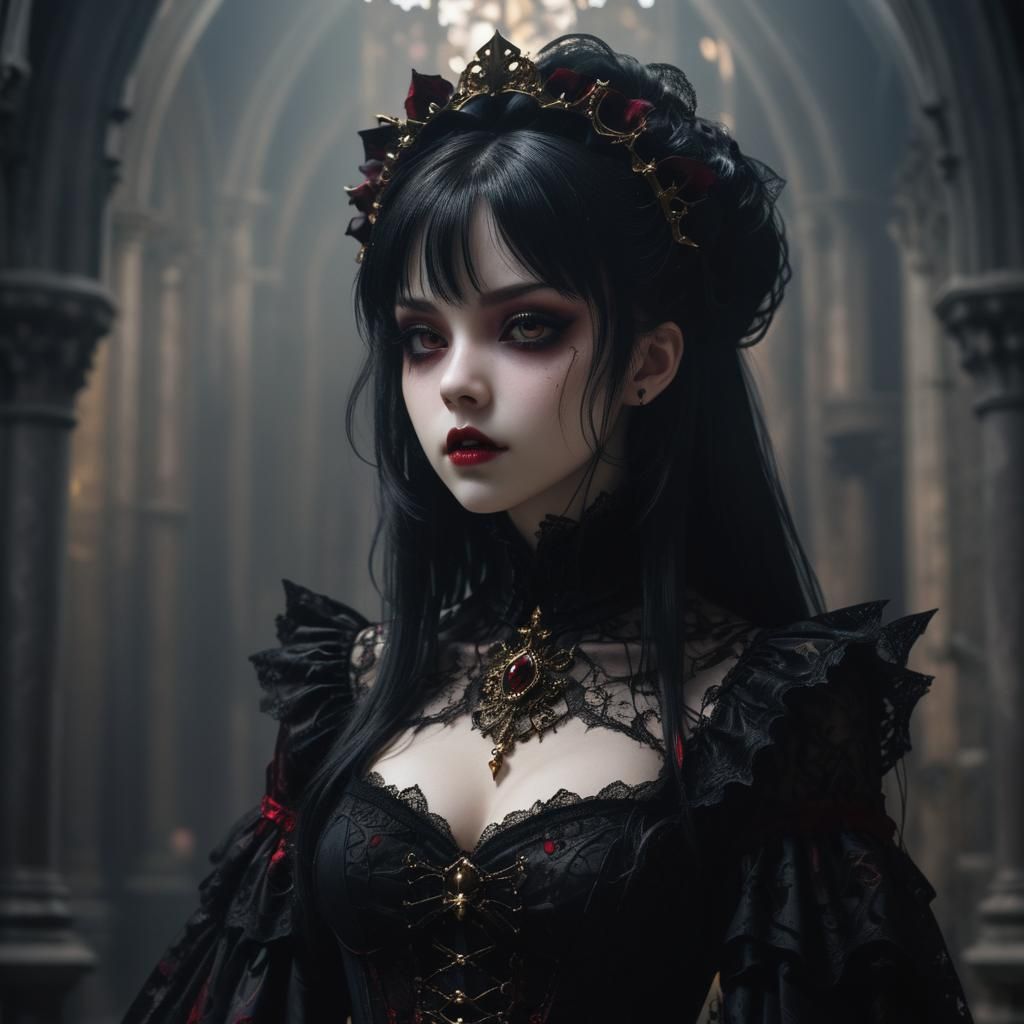 Dark Fantasy Vampire in Ornate Cathedral